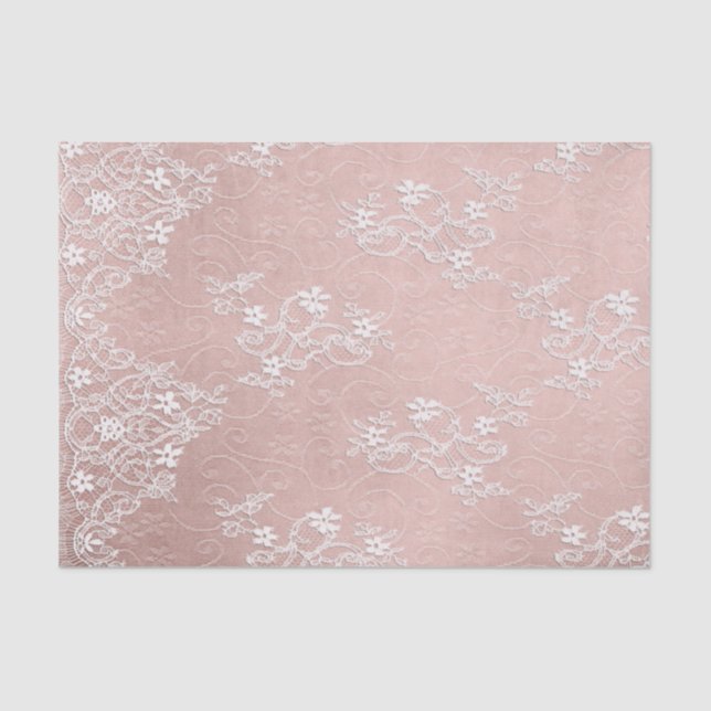 White Lace on Pink Tissue Paper (Front)