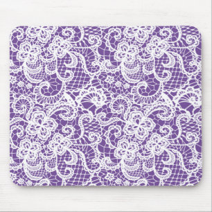 White Lace On Purple Mouse Mat