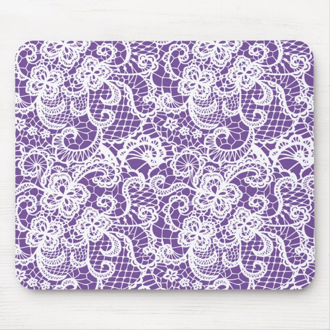 White Lace On Purple Mouse Mat (Front)