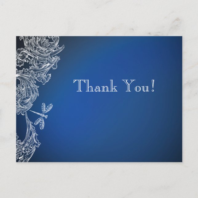 White Lace on Royal Blue  Dragonflies Postcard (Front)
