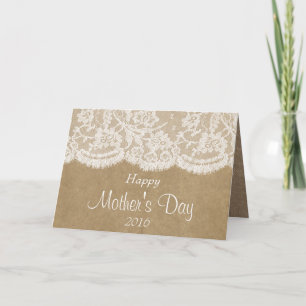 White Lace On Rustic Kraft Happy Mother's Day Card