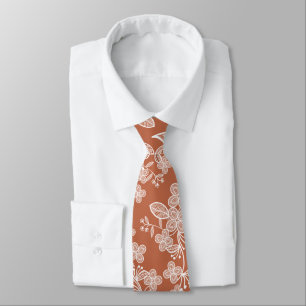 White Lace on Terracotta Tie