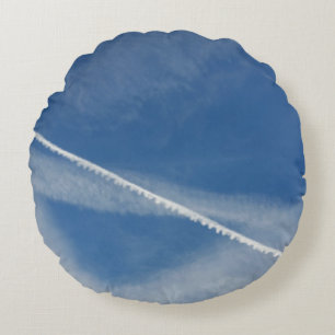 white lace on the sky round cushion