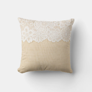 White lace over fabric design. cushion