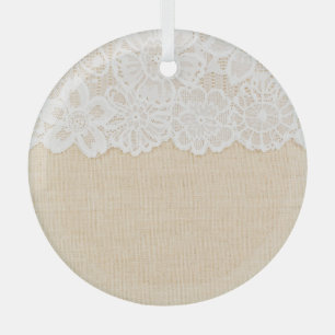 White lace over fabric design. glass tree decoration
