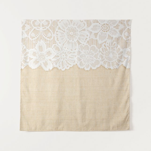White lace over fabric design. tapestry (Front)
