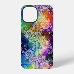 White Lace Over Rainbow Tissue Paper iPhone 12 Case