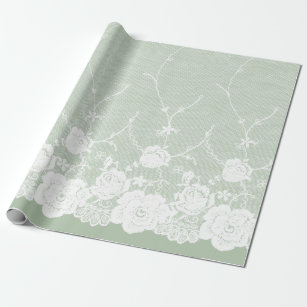White Lace Overlay Custom Color Backgroun Wrapping Paper