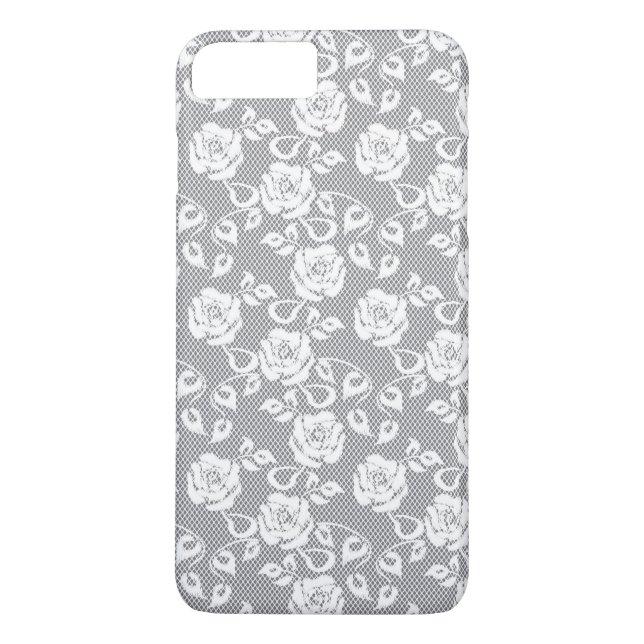 White lace pattern on grey background Case-Mate iPhone case (Back)