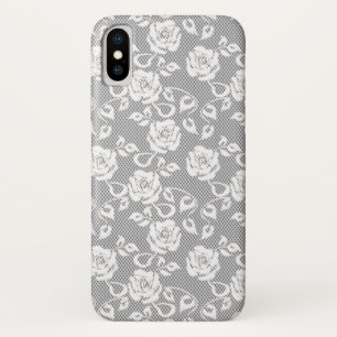 White lace pattern on grey background iPhone x case