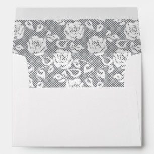 White lace pattern on grey background envelopes