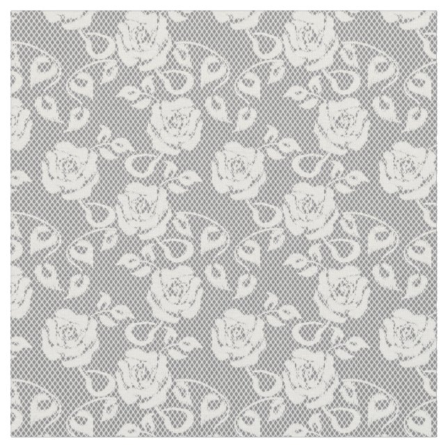 White lace pattern on grey background fabric (Close Up)