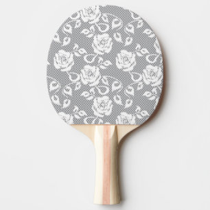 White lace pattern on grey background ping pong paddle