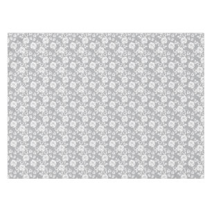 White lace pattern on grey background tablecloth