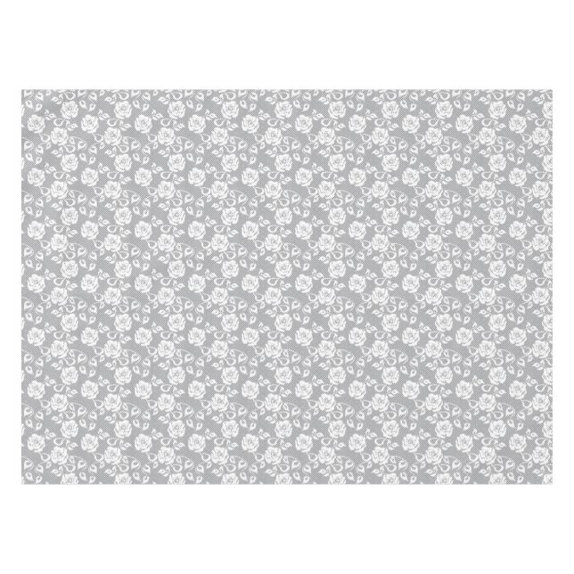White lace pattern on grey background tablecloth (Front (Horizontal))