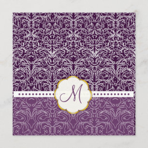 White Lace+ Plum Accent Wedding Invitations