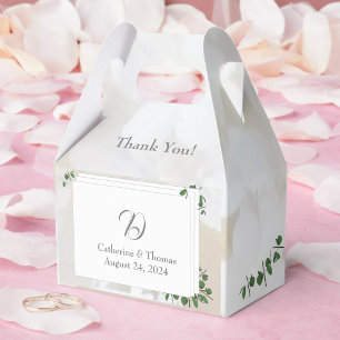 White Lace & Rose Leaves Monogram Favour Box