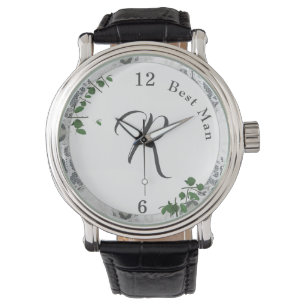 White Lace & Rose Leaves Monogrammed Watch