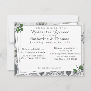 White Lace & Rose Leaves Rehearsal Dinner 