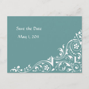 White Lace Save the Date Announcement Postcard