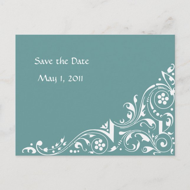White Lace Save the Date Announcement Postcard (Front)