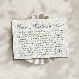 White Lace Theme Ivory Bridal Shower Custom Enclosure Card