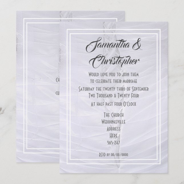 White lace wedding dress invitation (Front/Back)