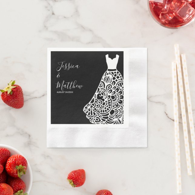 White Lace Wedding Dress Napkin (Insitu)