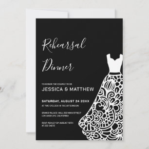 White Lace Wedding Dress  Rehearsal   Invitation