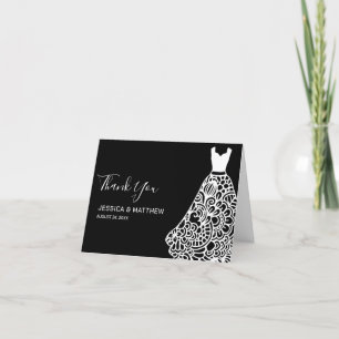 White Lace Wedding Dress Thank You Card