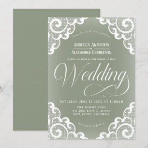 White Lace Wedding Invitation