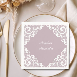 White Lace Wedding Napkin