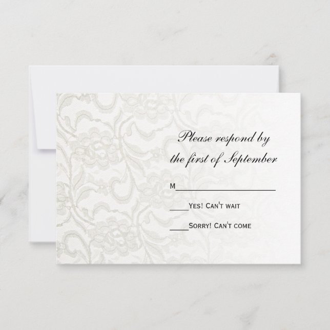 White Lace Wedding RSVP Response Card (Front)