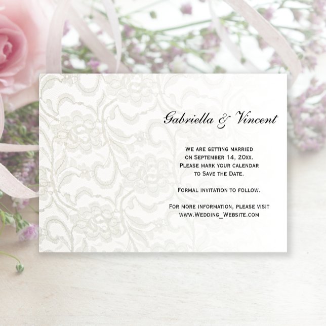 White Lace Wedding Save the Date Announcement (Creator Uploaded)