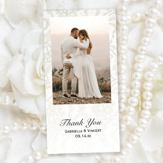 White Lace Wedding Thank You Card
