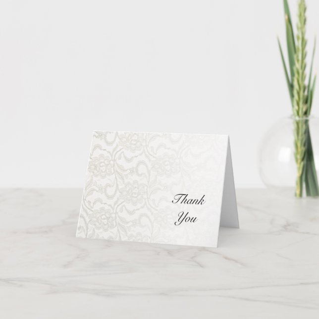 White Lace Wedding Thank You Card (Front)