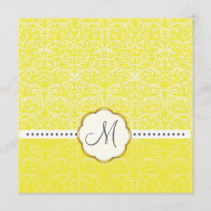 White Lace+ Yellow Accent Wedding Invitations