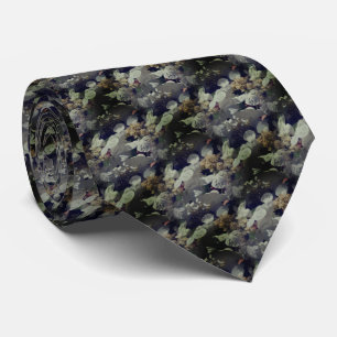 White Lacecap Hydrangea Flowers Pattern Tie