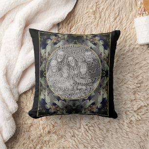 White Lacecap Hydrangea Frame Add Your Photo Cushion