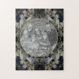 White Lacecap Hydrangea Frame Add Your Photo Jigsaw Puzzle