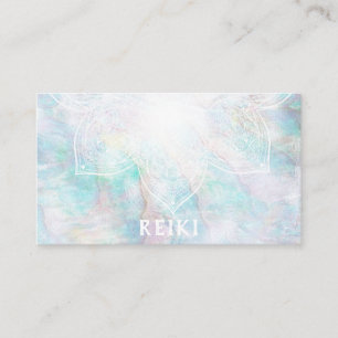 *~* White Lacey Mandala Yellow Blue Pink Pastel Business Card