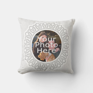 White Lacy Frame Photo Pillow