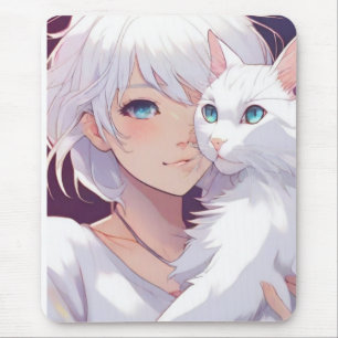 White Lady Cat Mouse Mat