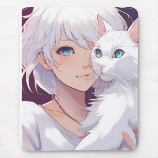 White Lady Cat Mouse Mat