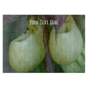 White Lady Slipper Orchid Flower Nature Cutting Board