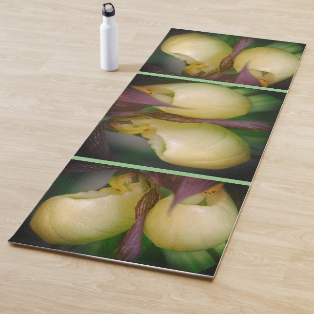 White Lady Slipper Orchid Flower Pair  Yoga Mat (In Situ)