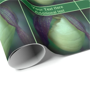 White Lady Slipper Orchid Flower Personalised Wrapping Paper