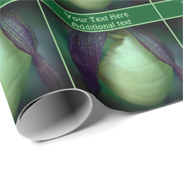 White Lady Slipper Orchid Flower Personalised Wrapping Paper (Roll Corner)