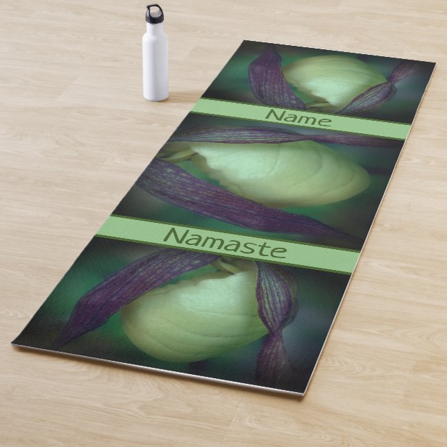 White Lady Slipper Orchid Flower Personalised Yoga Mat (In Situ)