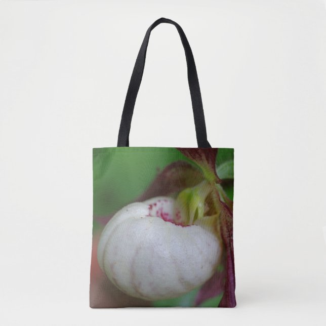 White Lady Slipper Orchid Flower  Tote Bag (Front)